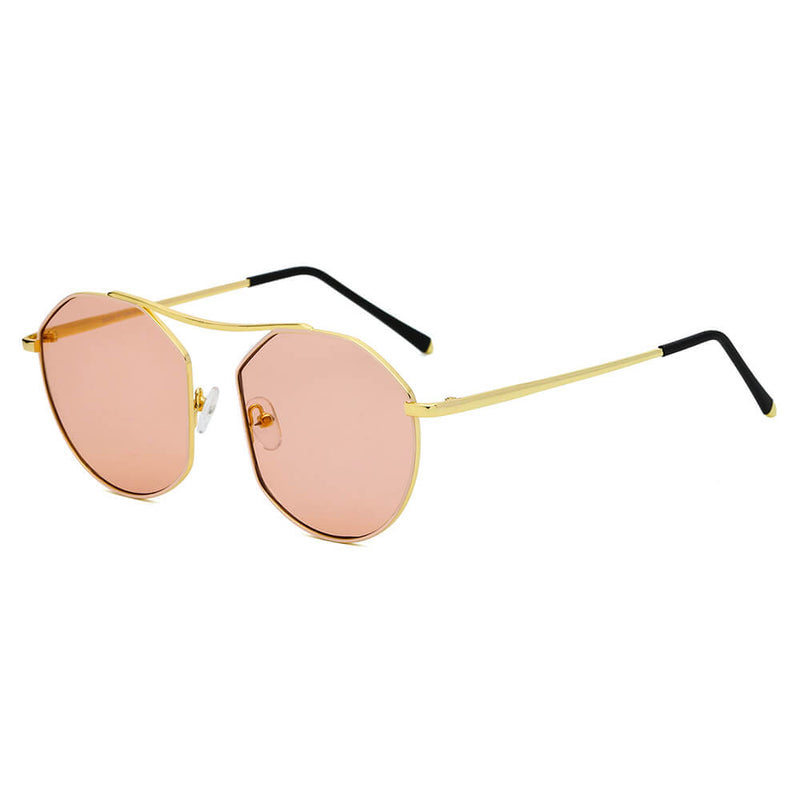 CHOCTAW - Round Tinted Geometric Brow-Bar Fashion Sunglasses-2