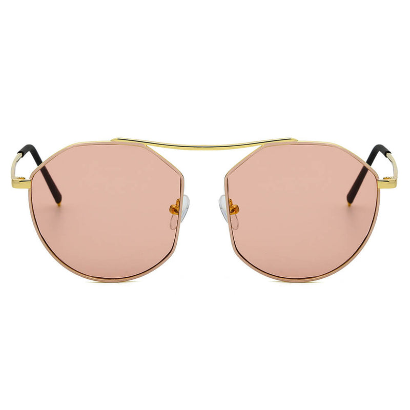 CHOCTAW - Round Tinted Geometric Brow-Bar Fashion Sunglasses-3