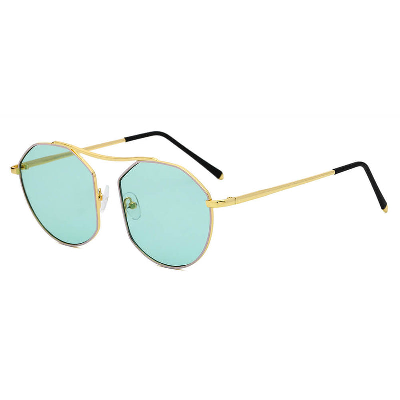 CHOCTAW - Round Tinted Geometric Brow-Bar Fashion Sunglasses-4