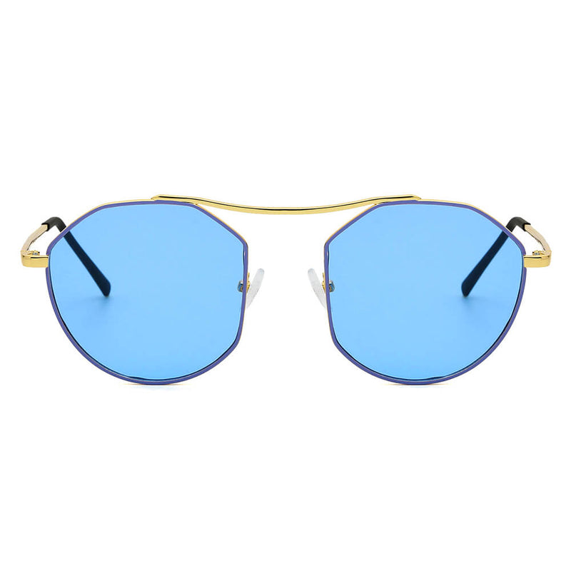 CHOCTAW - Round Tinted Geometric Brow-Bar Fashion Sunglasses-7