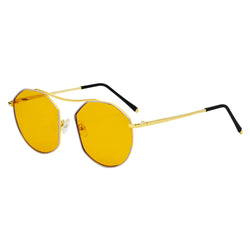 CHOCTAW - Round Tinted Geometric Brow-Bar Fashion Sunglasses-0