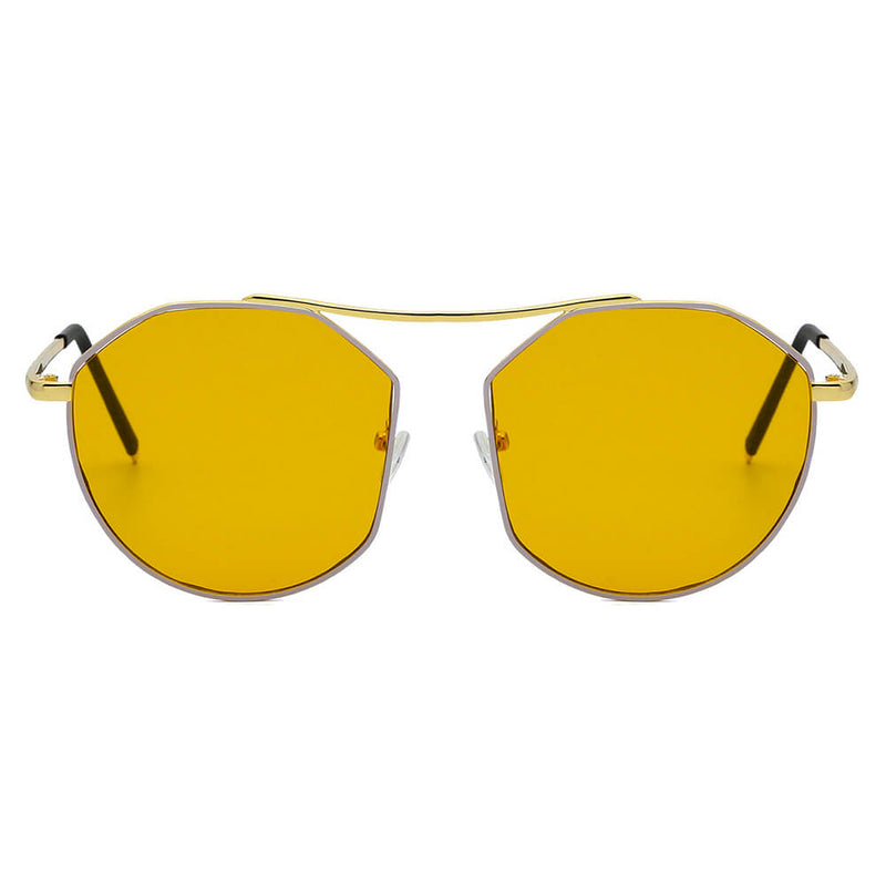 CHOCTAW - Round Tinted Geometric Brow-Bar Fashion Sunglasses-1
