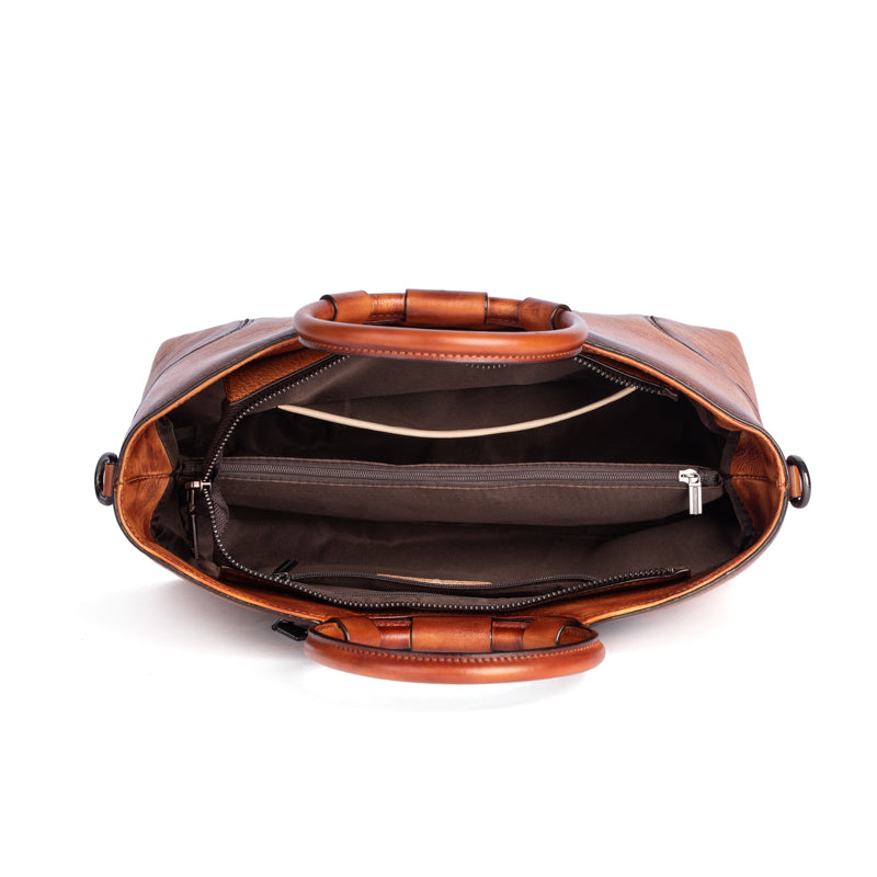 Fashion Large Capacity Round Handle Vintage Leather Shoulder Tote Bag-14