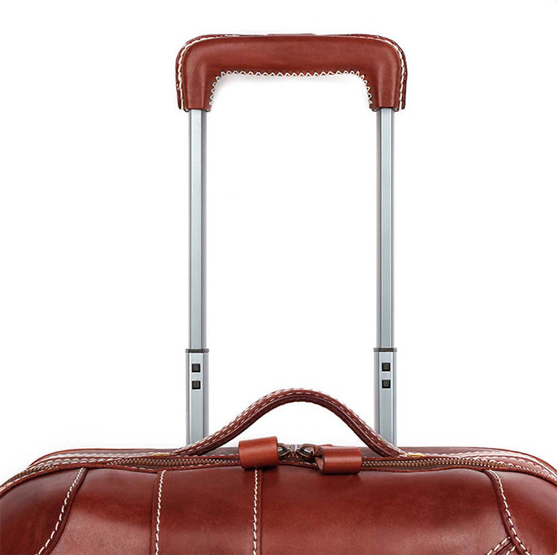 Unisex Genuine Vintage Vegetable Tanned Leather Carry On Business Trolley Bag Rotate Universal Wheel 20 Inch Travelling Luggage Bag-15