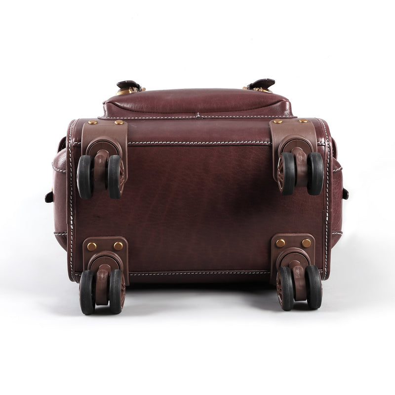 Genuine Vintage Vegetable Tanned Leather Check-In  Carry On Business Rolling Bag Rotate Universal Wheel 23 Inch Leather Business Trolley Bag-10