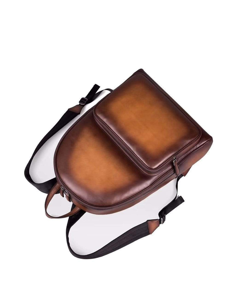 Large  Vintage Leather Backpack-3