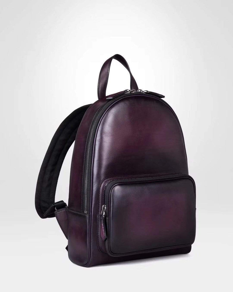 Large Vintage Smooth  Cowhide Leather Backpack-8