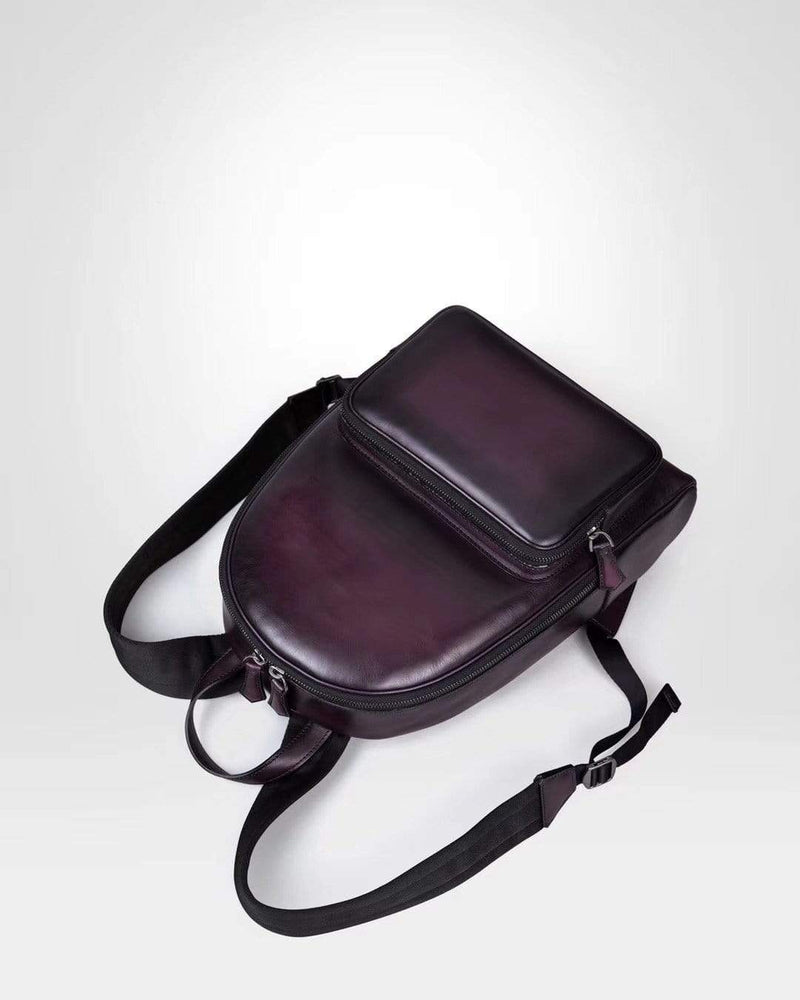 Large Vintage Smooth  Cowhide Leather Backpack-11
