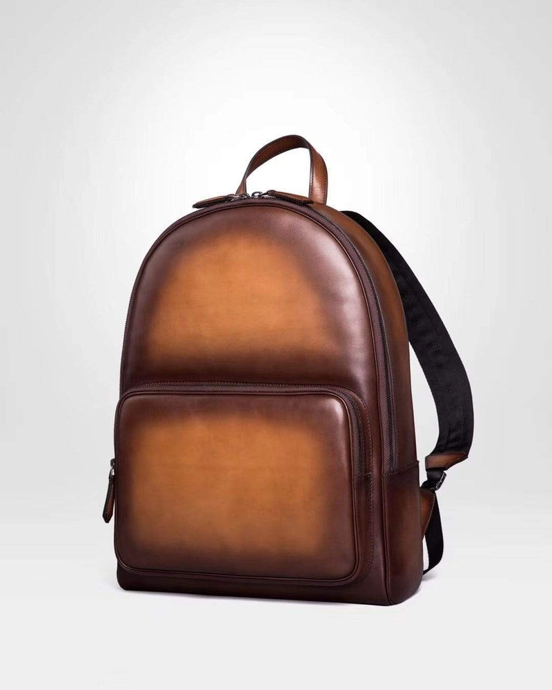Large Vintage Smooth  Cowhide Leather Backpack-7