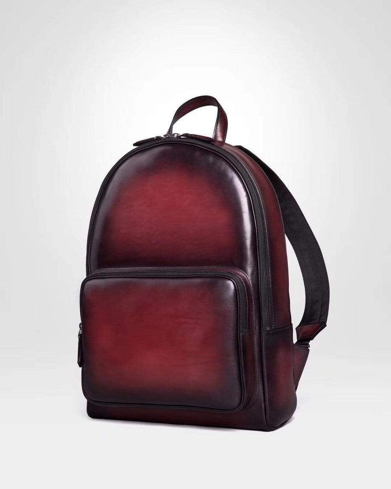 Large Vintage Smooth  Cowhide Leather Backpack-4