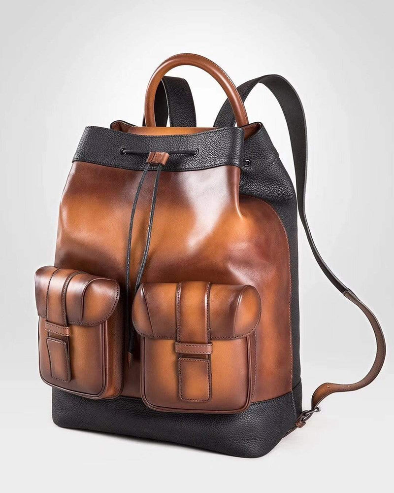 Large Vintage Smooth  Cowhide Leather Backpack & Rucksack-6