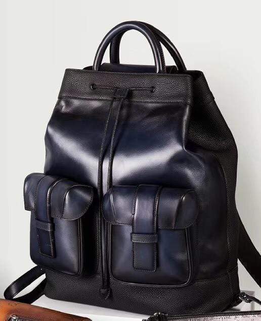 Large Vintage Smooth  Cowhide Leather Backpack & Rucksack-2