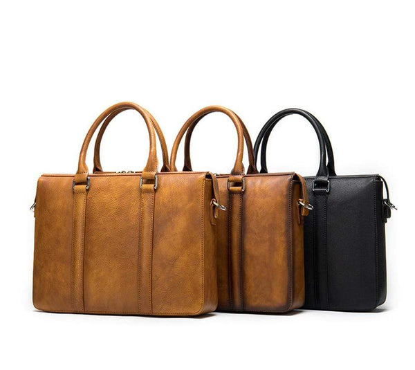 Luxury Vintage Leather Briefcase Shoulder Laptop Business Bag for Men-0