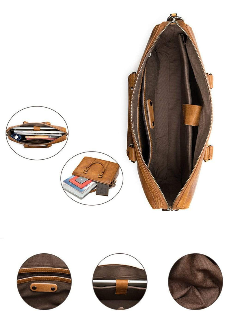 Luxury Vintage Leather Briefcase Shoulder Laptop Business Bag for Men-6