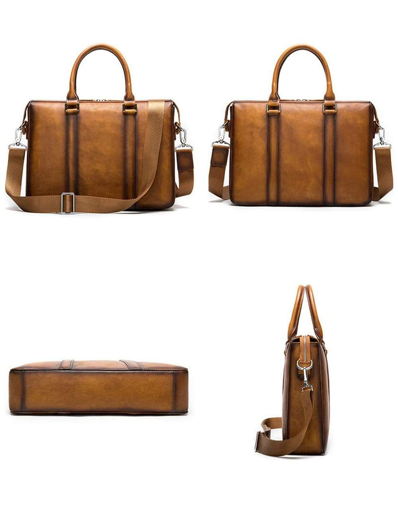 Luxury Vintage Leather Briefcase Shoulder Laptop Business Bag for Men-4