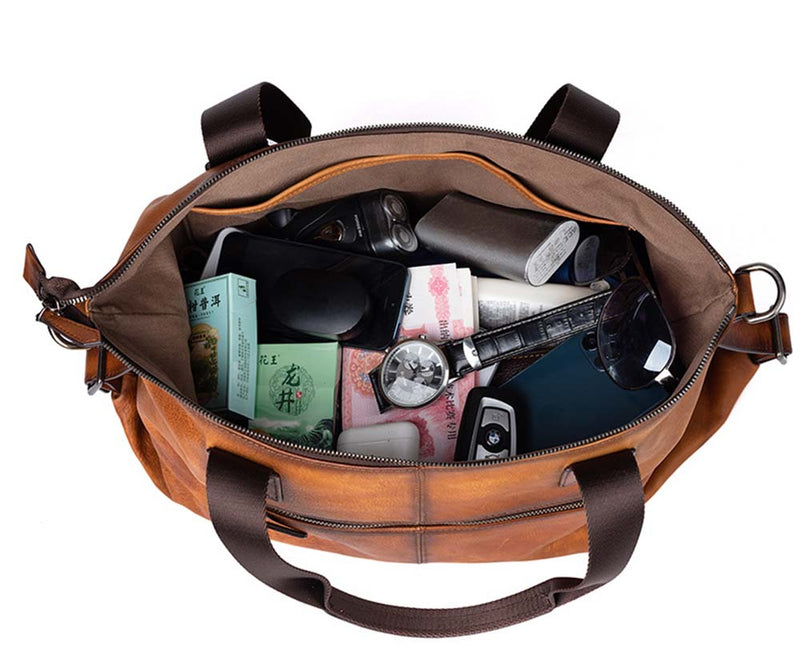 Mens Vintage Leather Buiness Briefcase Shoulder Bag 2530-7