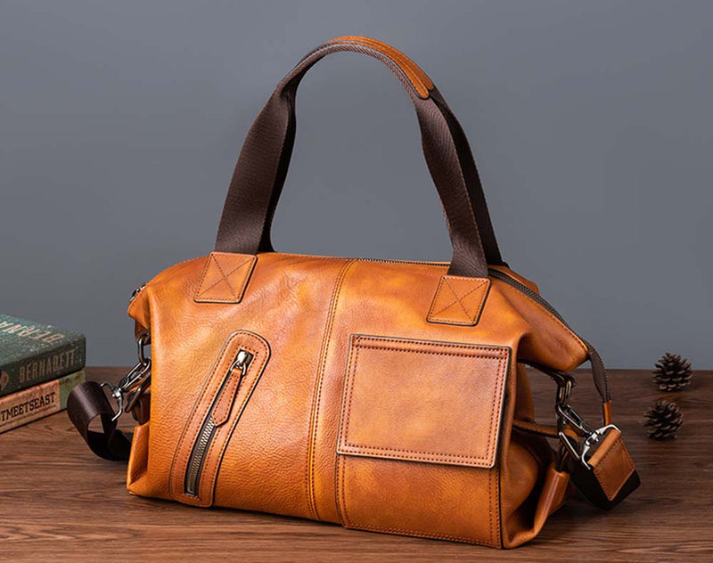 Mens Vintage Leather Buiness Briefcase Shoulder Bag 2530-2