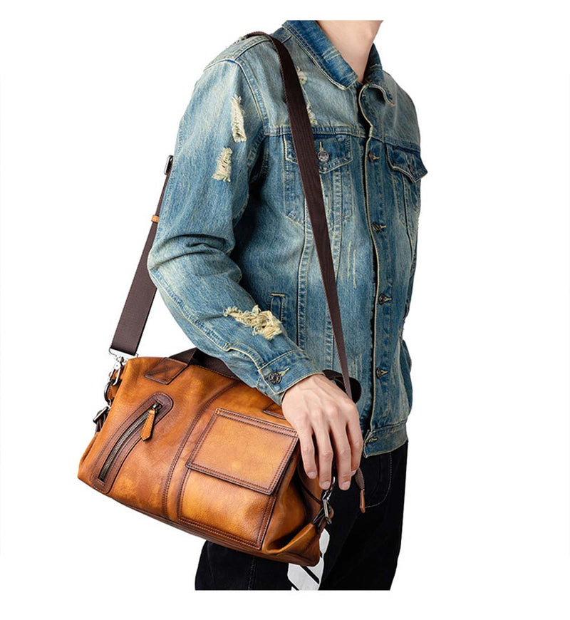 Mens Vintage Leather Buiness Briefcase Shoulder Bag 2530-10