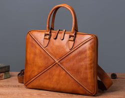 Mens Vintage Leather Buiness Briefcase Shoulder Cross Body Bag 2766-3