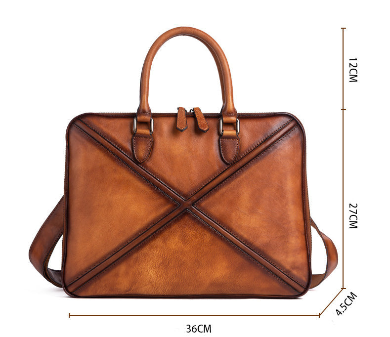 Mens Vintage Leather Buiness Briefcase Shoulder Cross Body Bag 2766-20