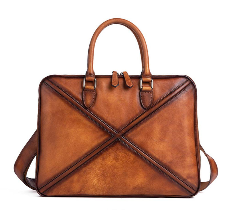 Mens Vintage Leather Buiness Briefcase Shoulder Cross Body Bag 2766-4