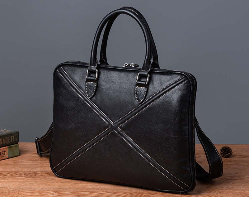 Mens Vintage Leather Buiness Briefcase Shoulder Cross Body Bag 2766-2