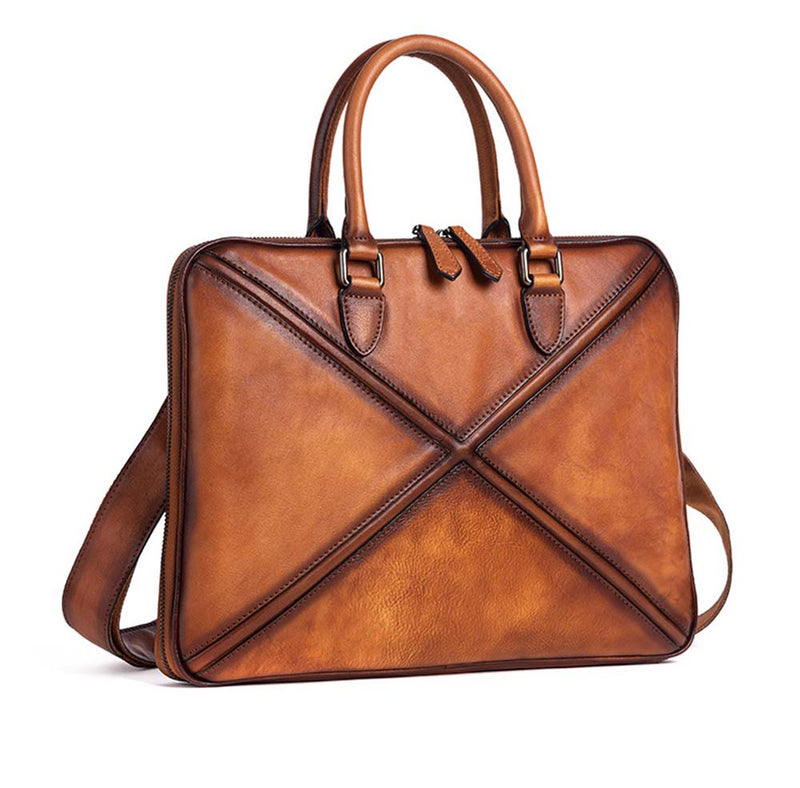 Mens Vintage Leather Buiness Briefcase Shoulder Cross Body Bag 2766-6