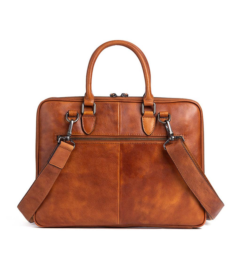 Mens Vintage Leather Buiness Briefcase Shoulder Cross Body Bag 2766-18