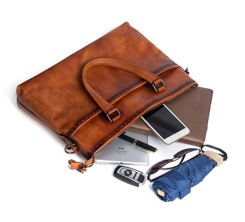 Mens Vintage Leather Buiness Briefcase Shoulder Cross Body Bag   2769-2
