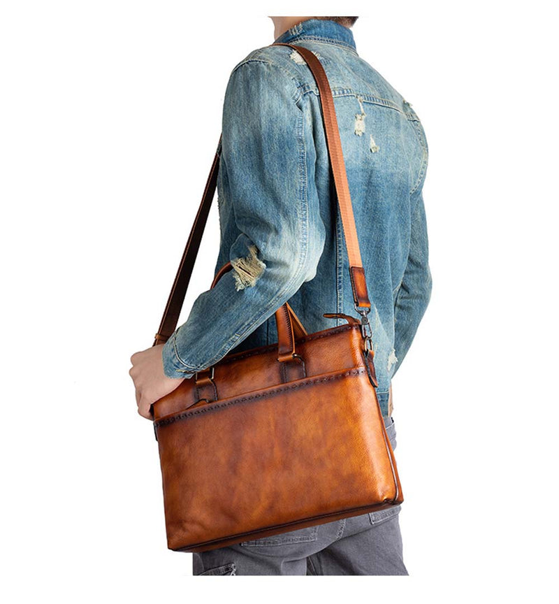 Mens Vintage Leather Buiness Briefcase Shoulder Cross Body Bag   2769-12