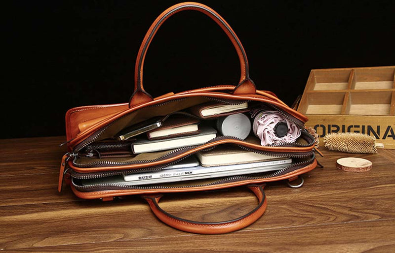 Mens Vintage Leather Buiness Briefcase Shoulder Cross Body Bag   2850-11
