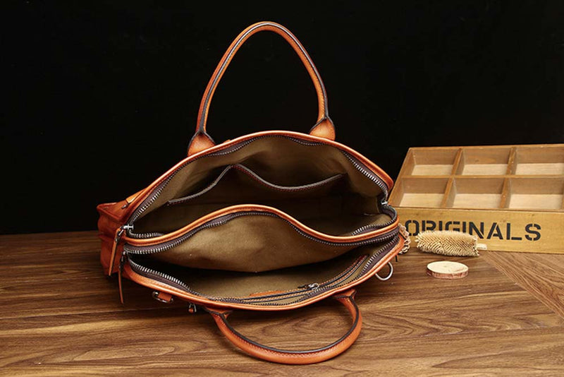 Mens Vintage Leather Buiness Briefcase Shoulder Cross Body Bag   2850-10