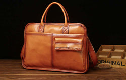 Mens Vintage Leather Buiness Briefcase Shoulder Cross Body Bag   2850-0