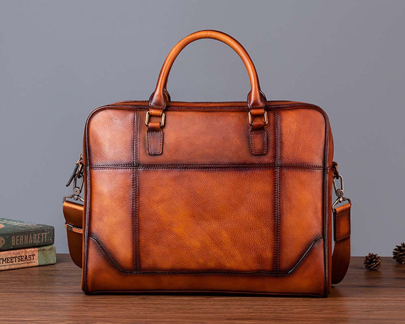 Mens Vintage Leather Buiness Briefcase Shoulder Cross Body Bag   2855-2
