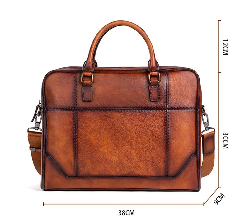 Mens Vintage Leather Buiness Briefcase Shoulder Cross Body Bag   2855-22
