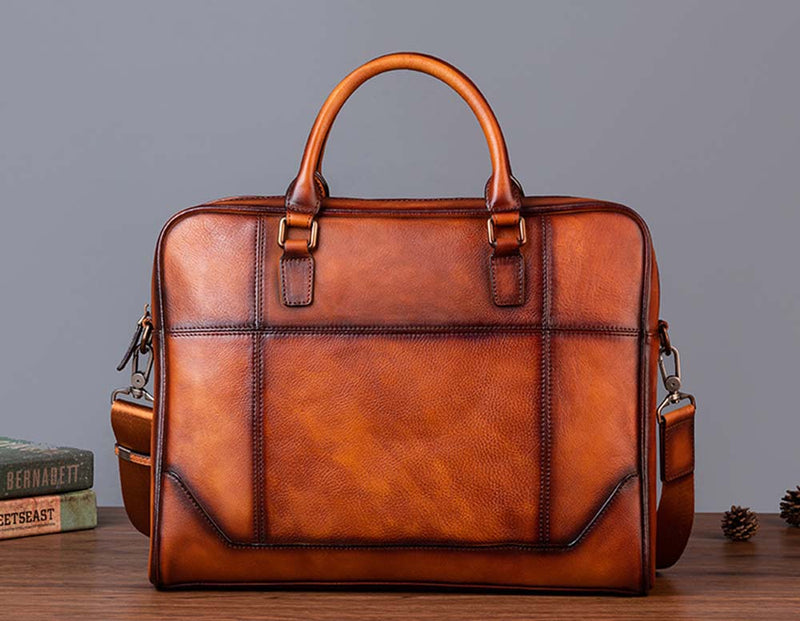 Mens Vintage Leather Buiness Briefcase Shoulder Cross Body Bag   2855-6