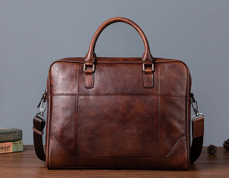 Mens Vintage Leather Buiness Briefcase Shoulder Cross Body Bag   2855-4