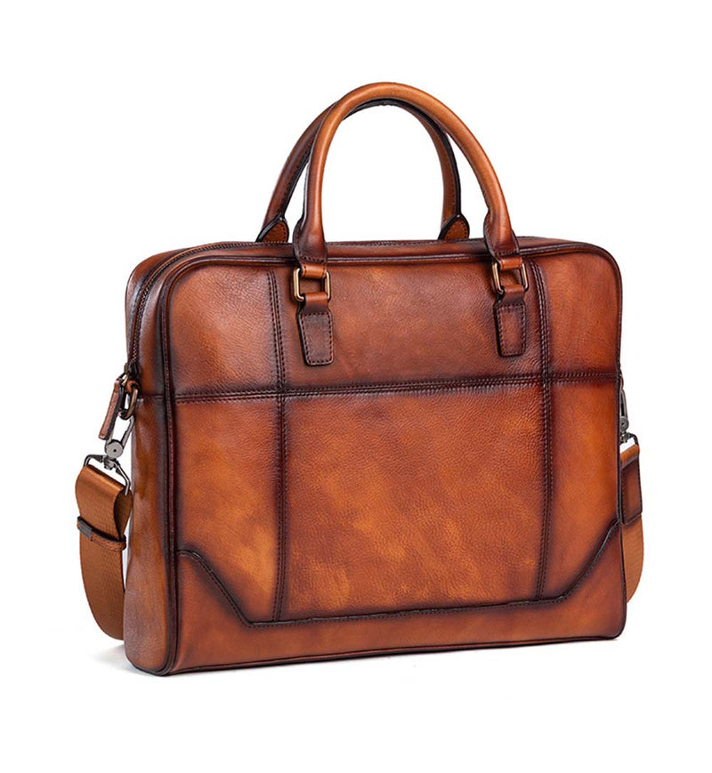 Mens Vintage Leather Buiness Briefcase Shoulder Cross Body Bag   2855-8