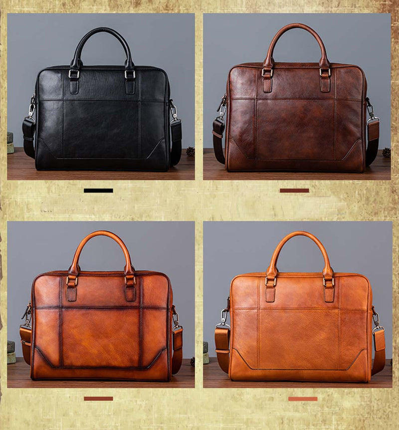 Mens Vintage Leather Buiness Briefcase Shoulder Cross Body Bag   2855-1