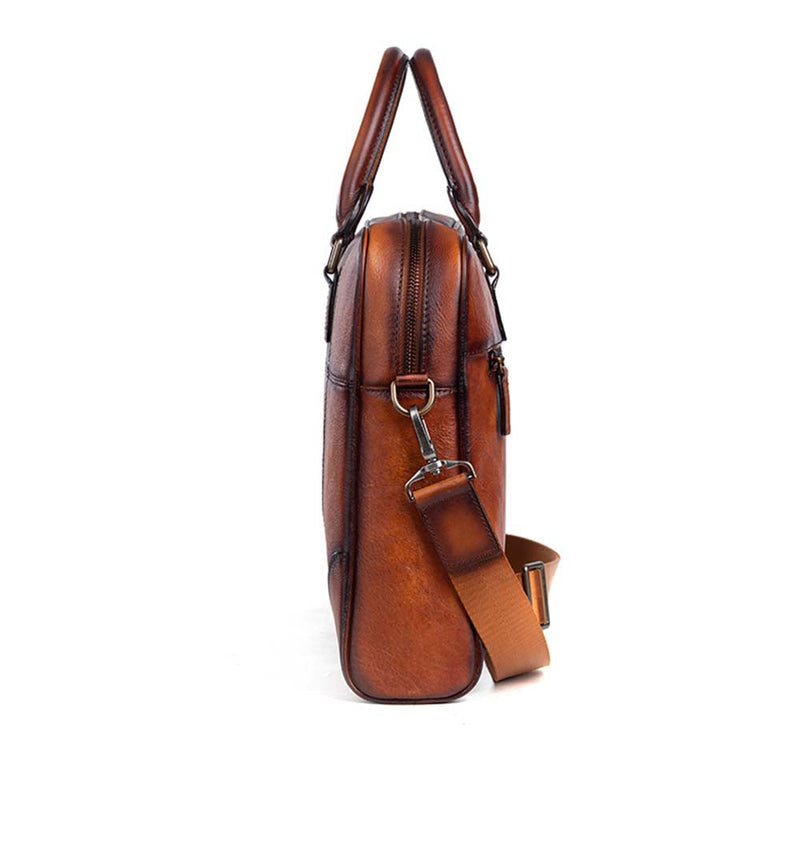 Mens Vintage Leather Buiness Briefcase Shoulder Cross Body Bag   2855-9