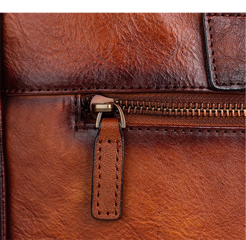 Mens Vintage Leather Buiness Briefcase Shoulder Cross Body Bag   2855-10