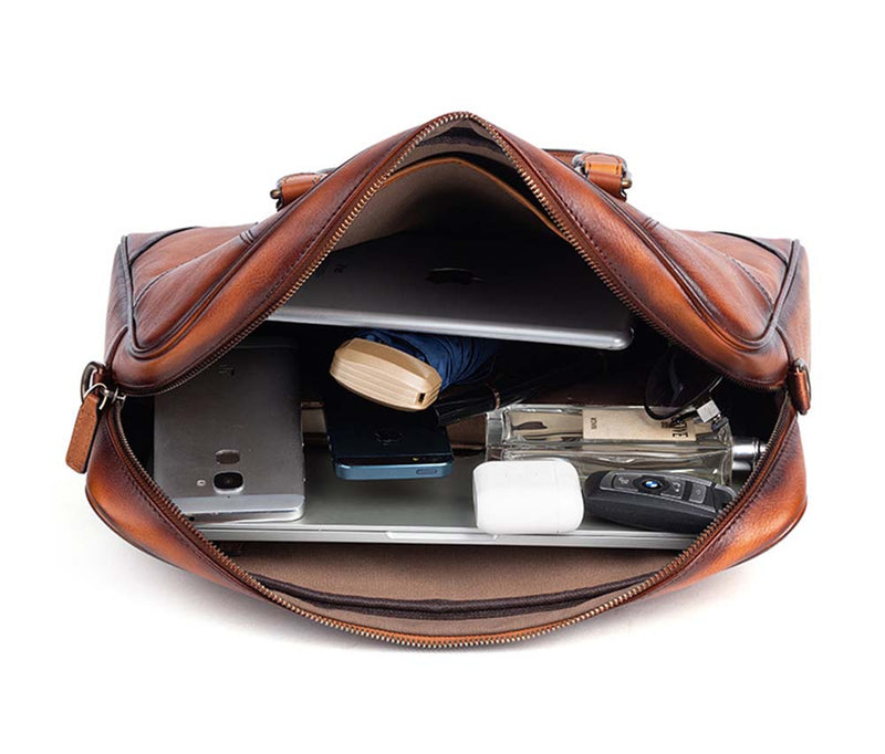 Mens Vintage Leather Buiness Briefcase Shoulder Cross Body Bag   2855-13