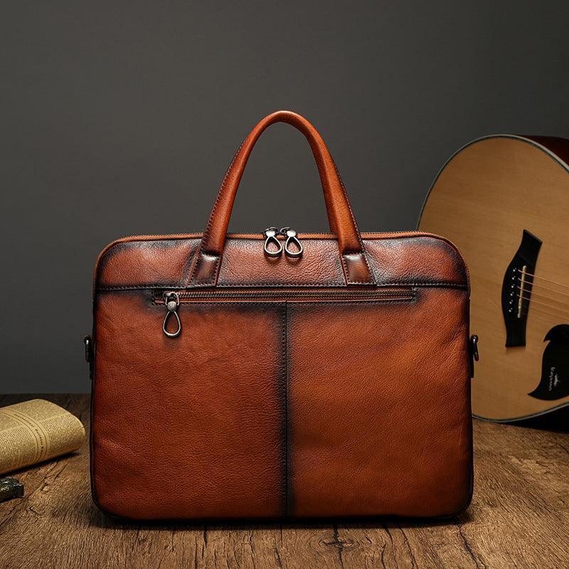 Mens Vintage Leather Buiness Briefcase Shoulder Cross Body Bag  Large Volumn 2800-6