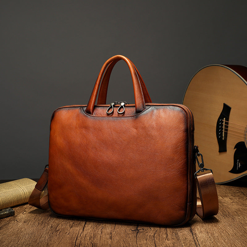 Mens Vintage Leather Buiness Briefcase Shoulder Cross Body Bag  Large Volumn 2800-7