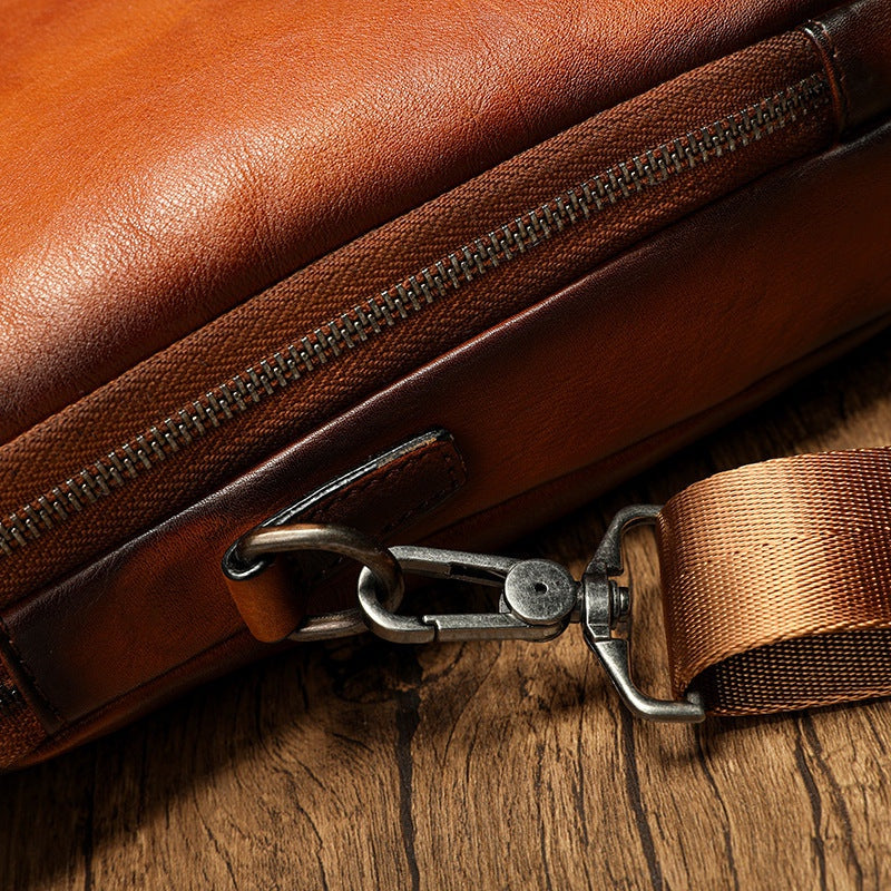 Mens Vintage Leather Buiness Briefcase Shoulder Cross Body Bag  Large Volumn 2800-14