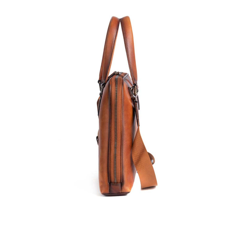 Mens Vintage Leather Buiness Briefcase Top Handle  Shoulder Cross Body Bag   2860-12