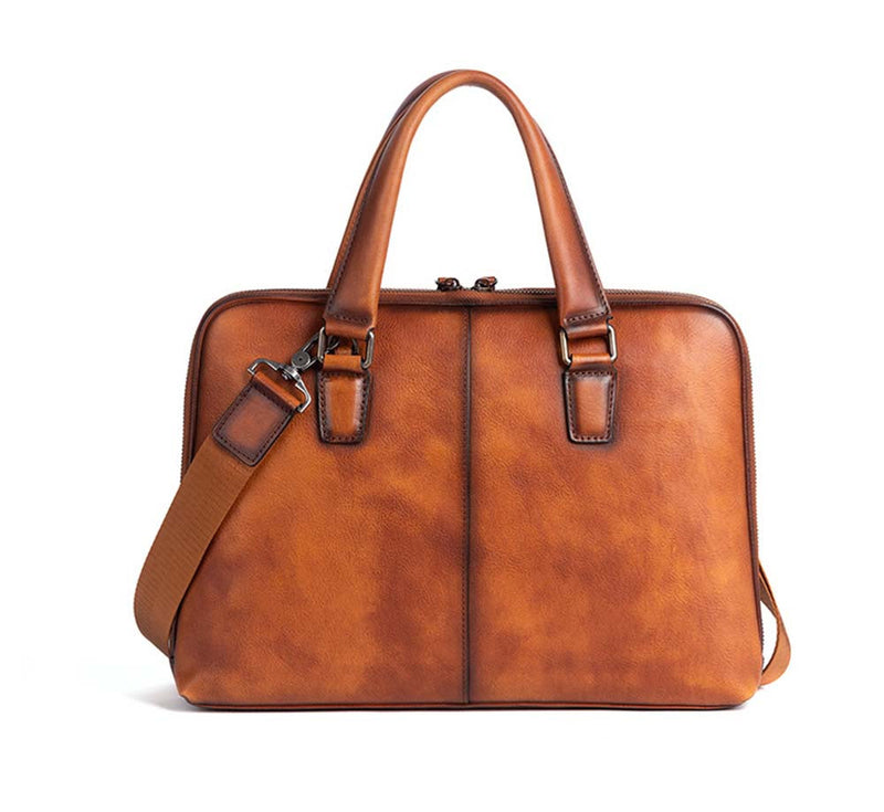 Mens Vintage Leather Buiness Briefcase Top Handle  Shoulder Cross Body Bag   2860-11