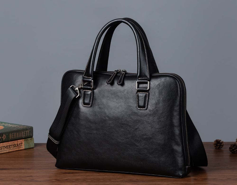 Mens Vintage Leather Buiness Briefcase Top Handle  Shoulder Cross Body Bag   2860-2