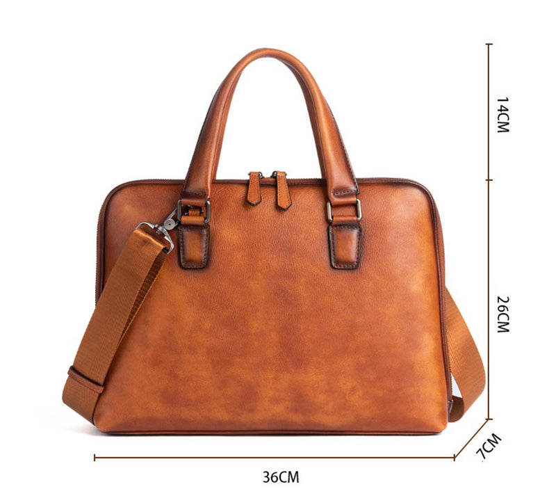 Mens Vintage Leather Buiness Briefcase Top Handle  Shoulder Cross Body Bag   2860-19