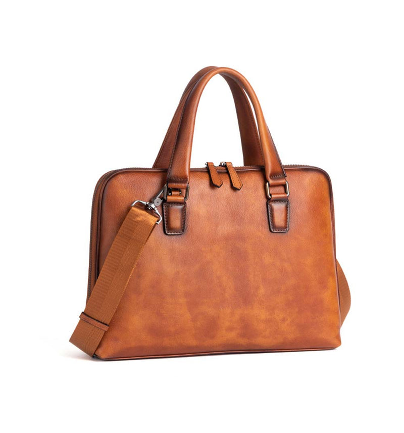 Mens Vintage Leather Buiness Briefcase Top Handle  Shoulder Cross Body Bag   2860-7